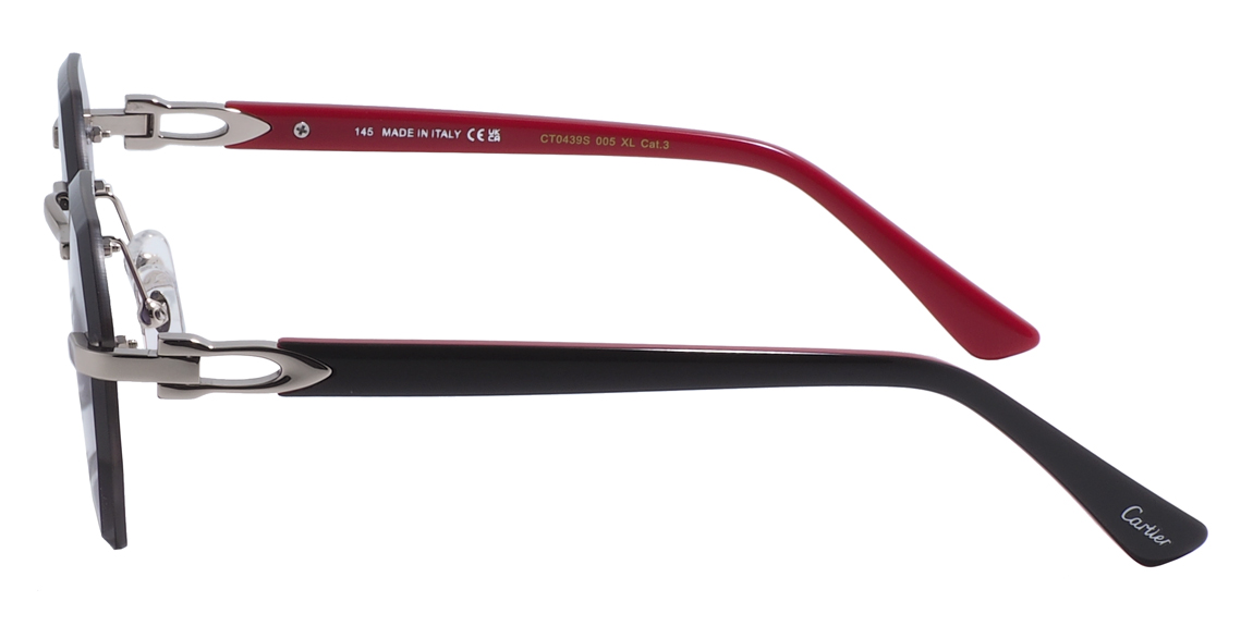 Cartier 0439s 005 Silver/Red Black/Grey Gradient