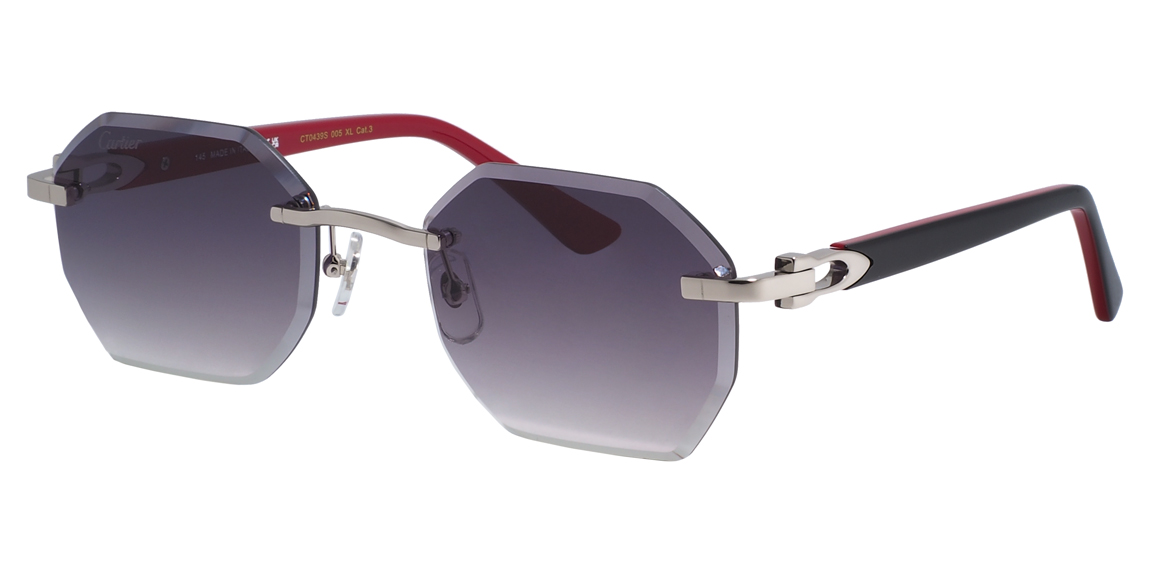 Cartier 0439s 005 Silver/Red Black/Grey Gradient