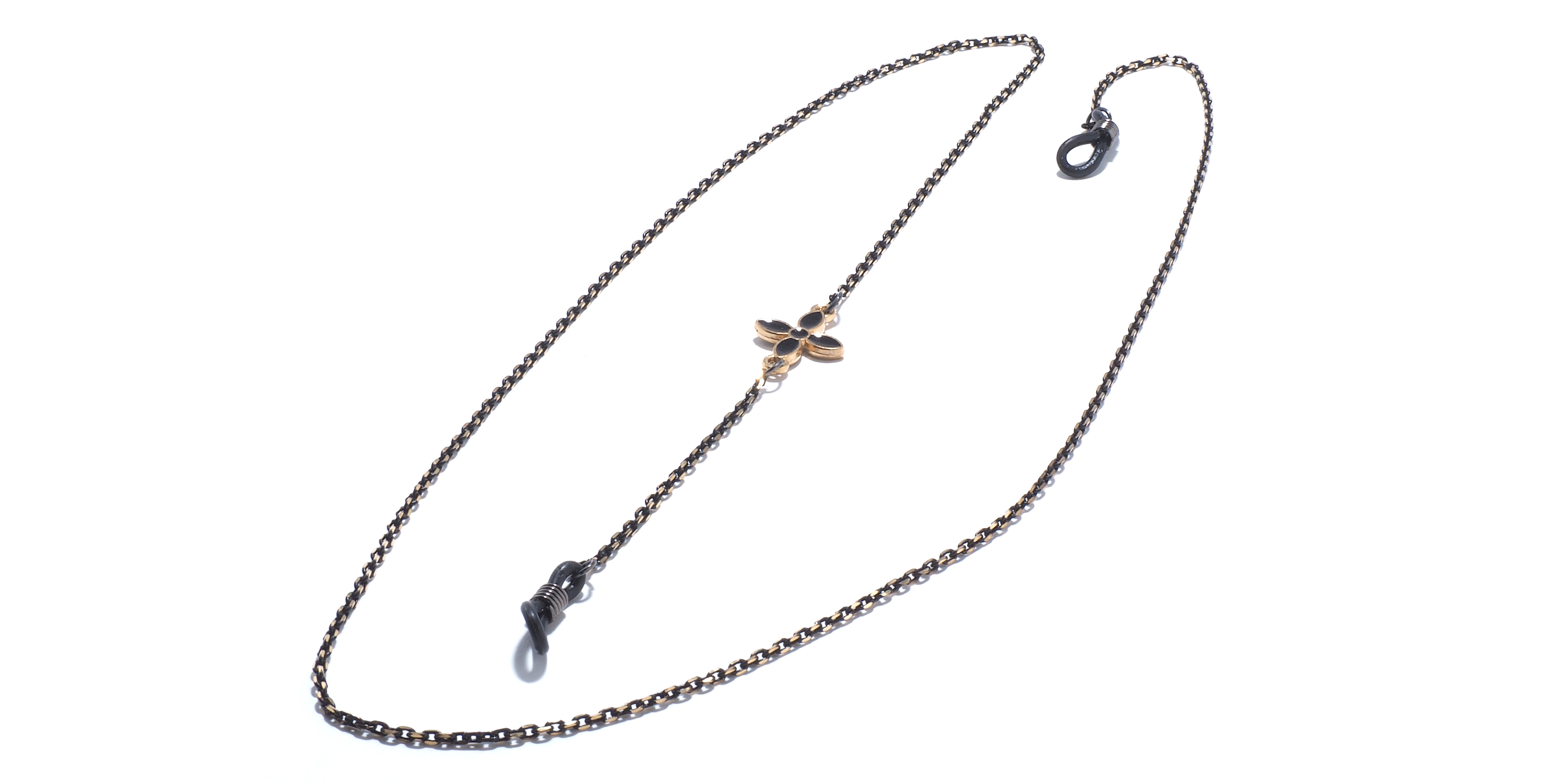 Цепочка для очков металл черный цветок